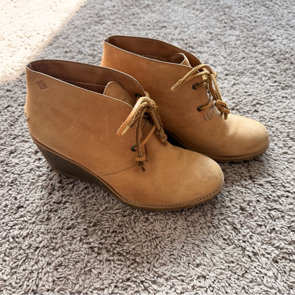 Tan Suede Sperry Wedges